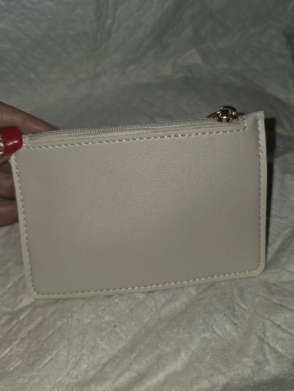Minimalist White Unbtanded Card Holder with Zip Pocket - Unbranded